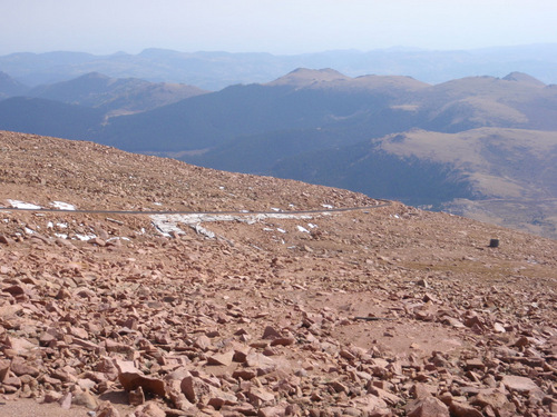 tracks for the Manitou and Pikes Peak Cog Railroad.